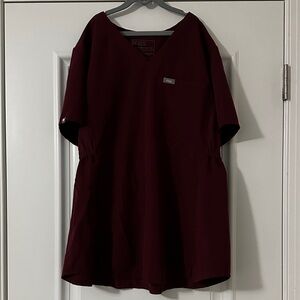 Figs maternity burgundy scrub Shirt